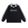 Contrast Striped Lapel Collar Sweatshirt