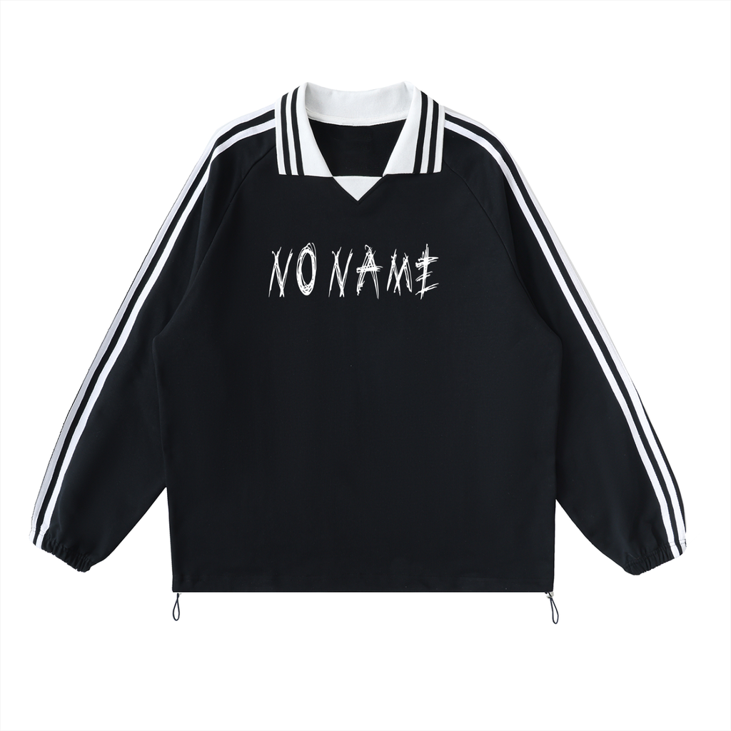Contrast Striped Lapel Collar Sweatshirt